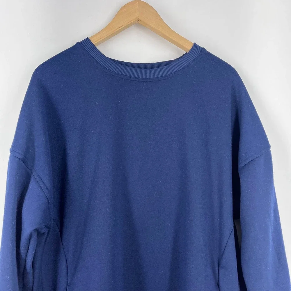 Halara Womens Oversized Crewneck‎ Sweatshirt Pleated Back Side Pockets Size L